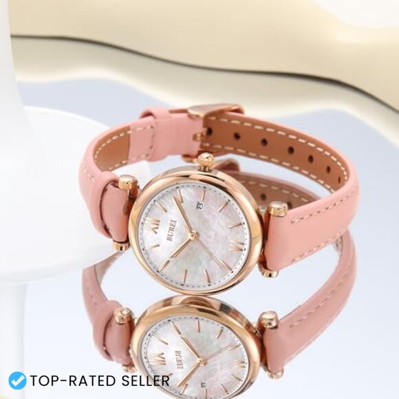 Rose Gold Analog Watch Leather Strap Minimalist Classic Elegant Women\'s main image 6